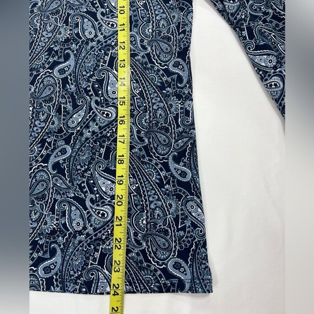 Michael Kors women’s top Medium Paisley long sleeves stretch blue V Neck - Picture 3 of 6